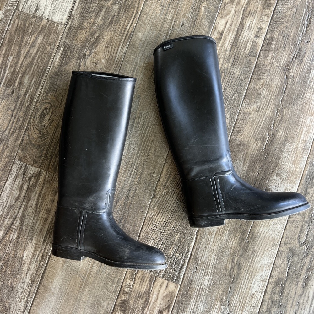 WOMENS DUBLIN BLACK RUBBER EQUESTRIAN RIDING PVC BOOTS‎ 34 EURO, USA 4